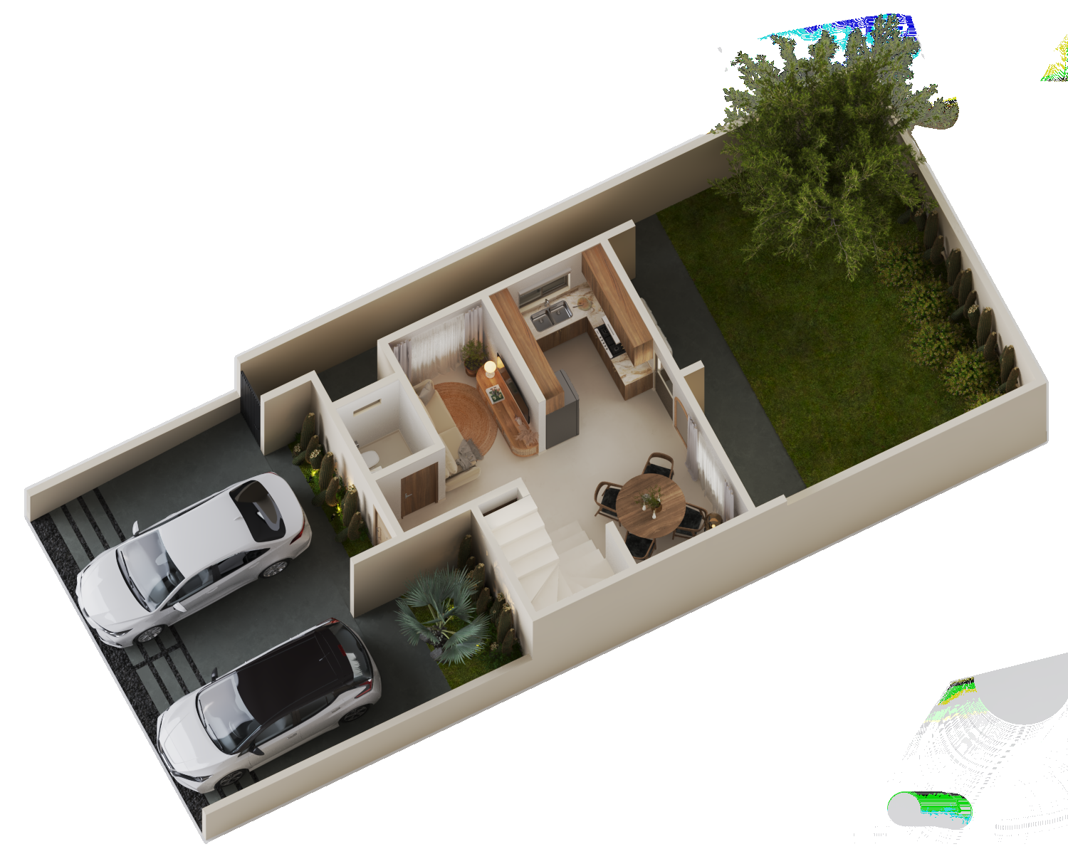 Render preliminar de planta baja